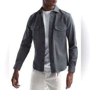 Reiss Long Sleeve Textured Canvas Overshirt